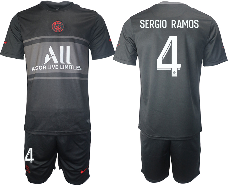 Men 2021-2022 Club Paris St German Second away black #4 Soccer Jersey->paris st german jersey->Soccer Club Jersey